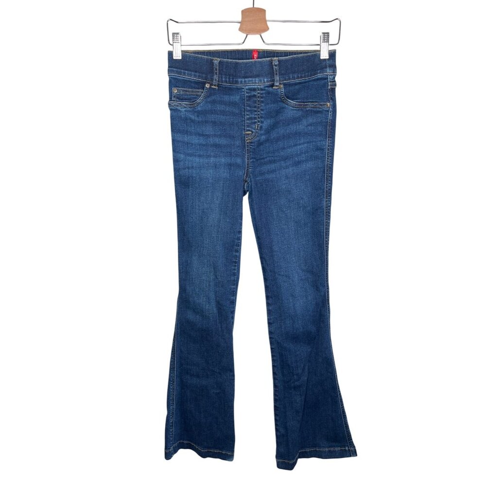 Spanx Womens Midnight Flare Leg Petite Pull On Denim Jeans Small 20327q